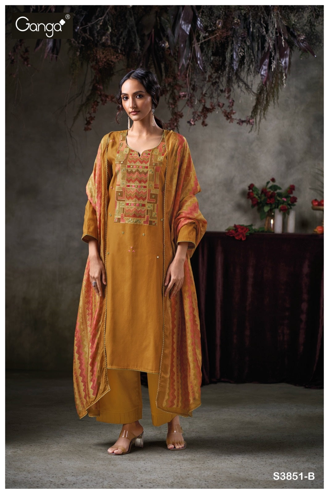 Tazlin 3851 Ganga Premium Cotton Plazzo Style Suits Wholesaler Gujarat