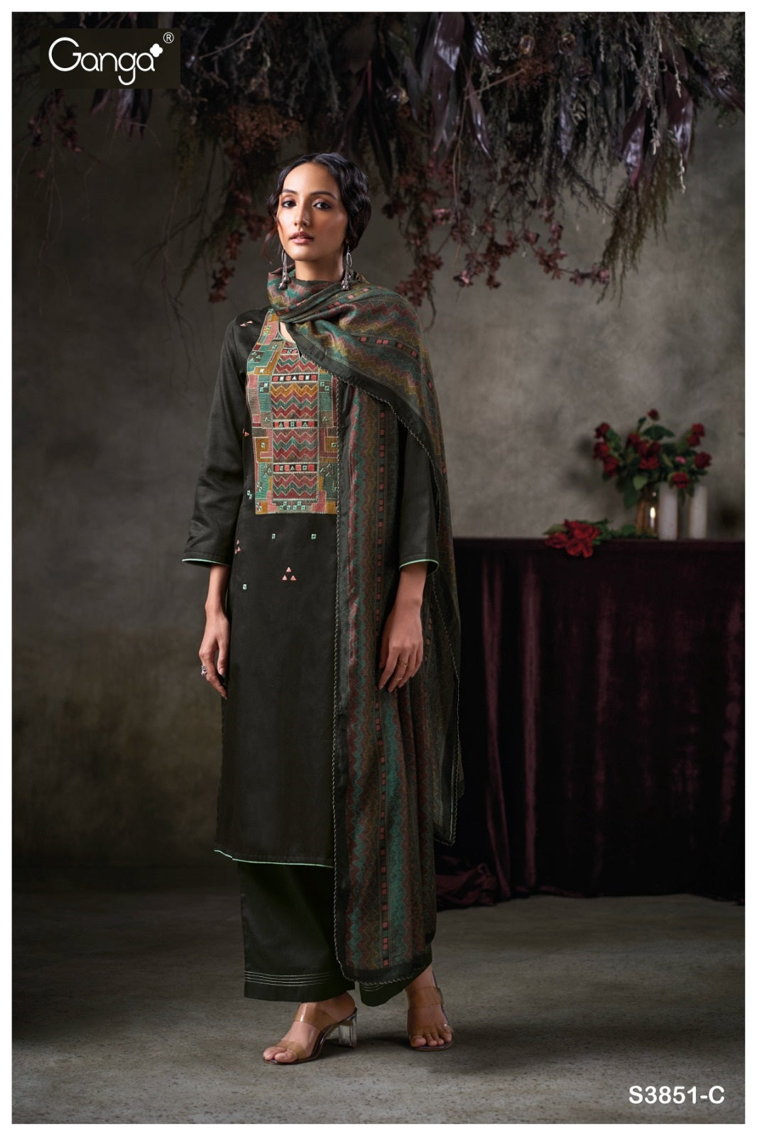 Tazlin 3851 Ganga Premium Cotton Plazzo Style Suits Wholesaler Gujarat
