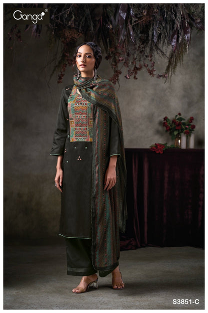Tazlin 3851 Ganga Premium Cotton Plazzo Style Suits Wholesaler Gujarat