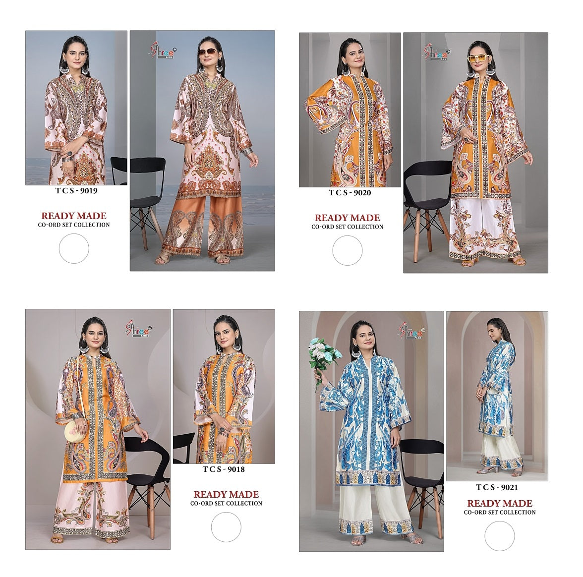 Tcs 9018-9021 Karachi Print Shree Fabs Satin Co Ord Set Wholesaler