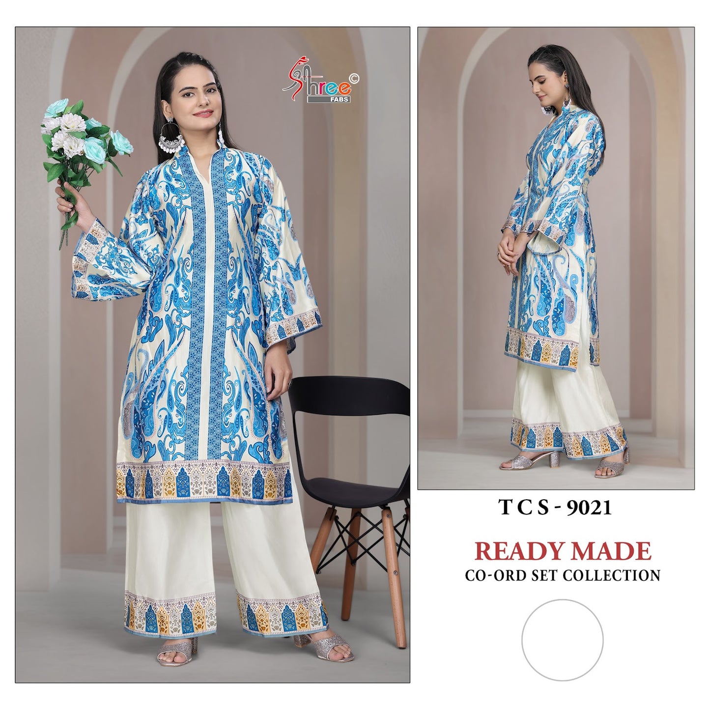 Tcs 9018-9021 Karachi Print Shree Fabs Satin Co Ord Set Wholesaler