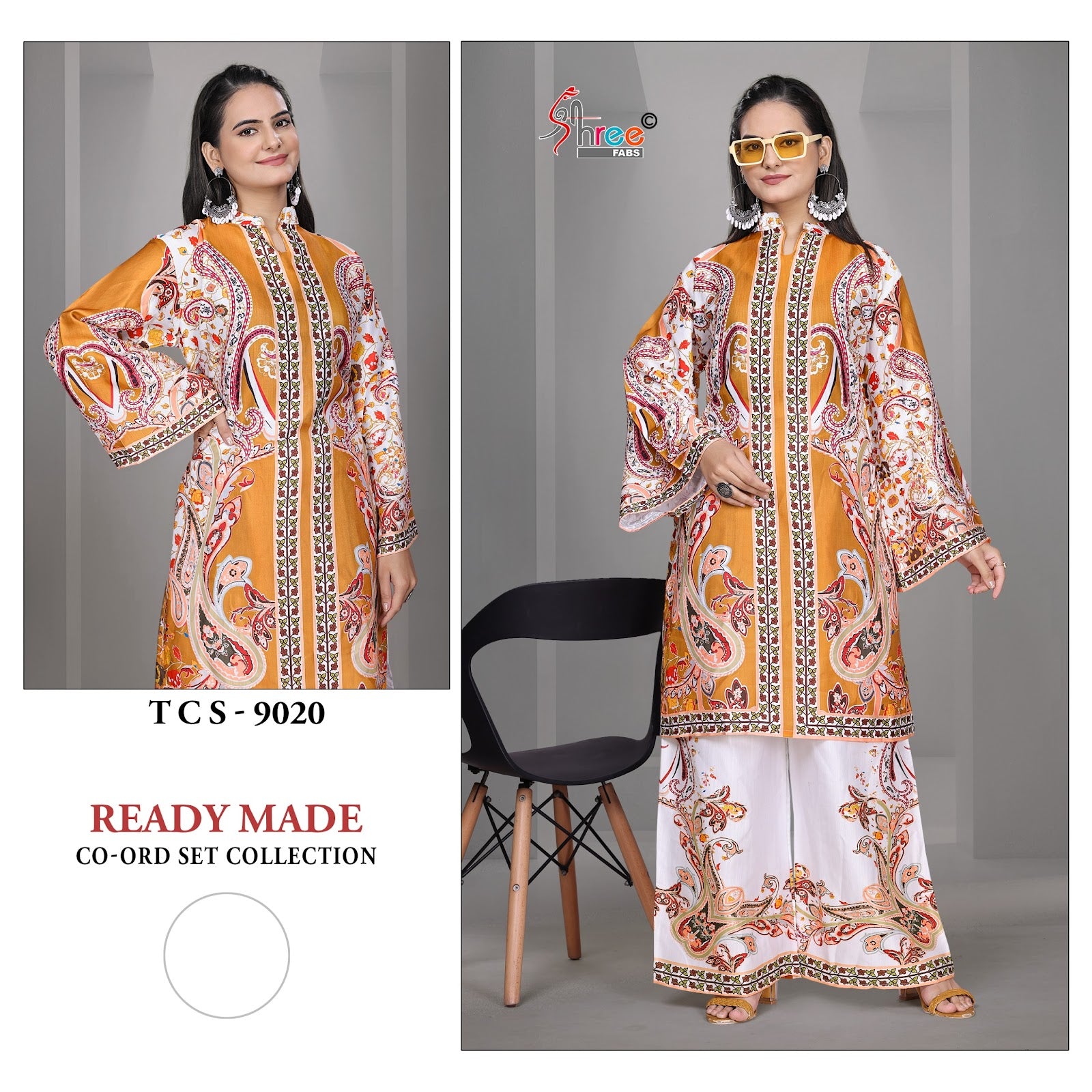 Tcs 9018-9021 Karachi Print Shree Fabs Satin Co Ord Set Wholesaler
