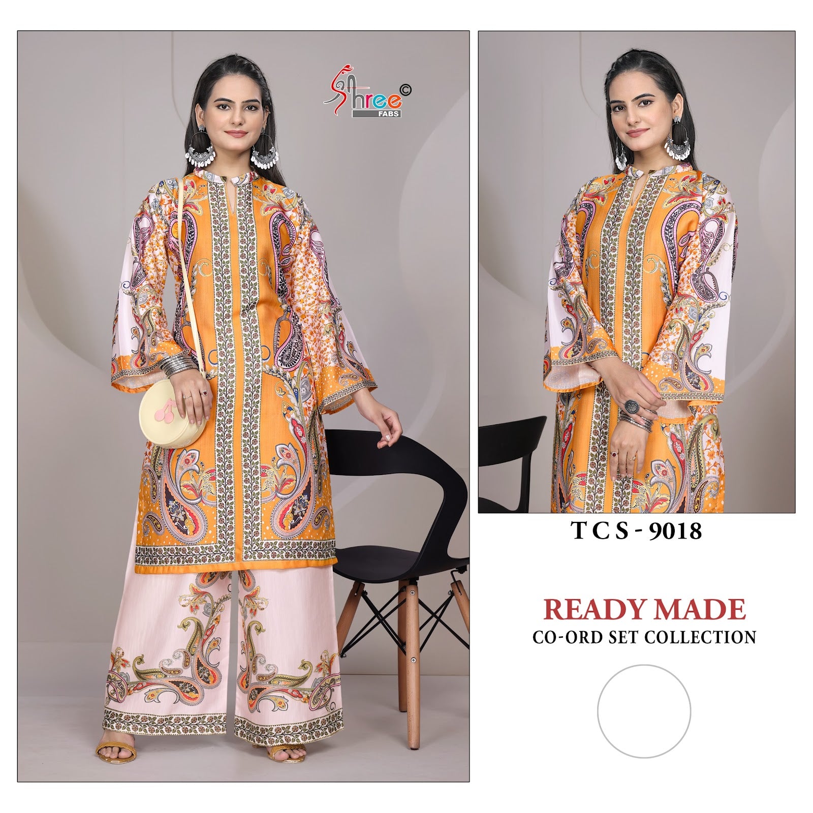 Tcs 9018-9021 Karachi Print Shree Fabs Satin Co Ord Set Wholesaler