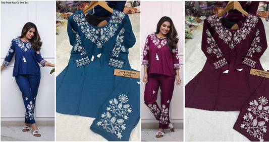 Tea Post Ruc Heavy Rayon Co Ord Set Wholesaler Ahmedabad