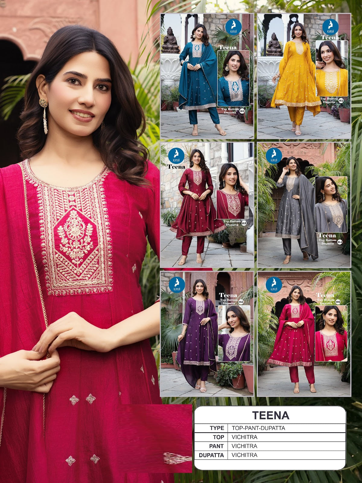 Teena Kaya Trends Vichitra Silk Readymade Anarkali Suits Wholesale Price