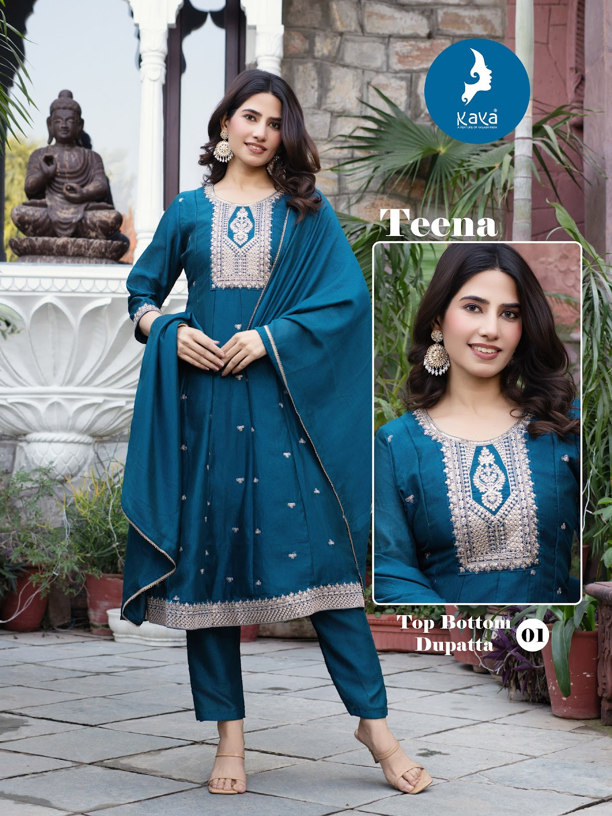 Teena Kaya Trends Vichitra Silk Readymade Anarkali Suits Wholesale Price