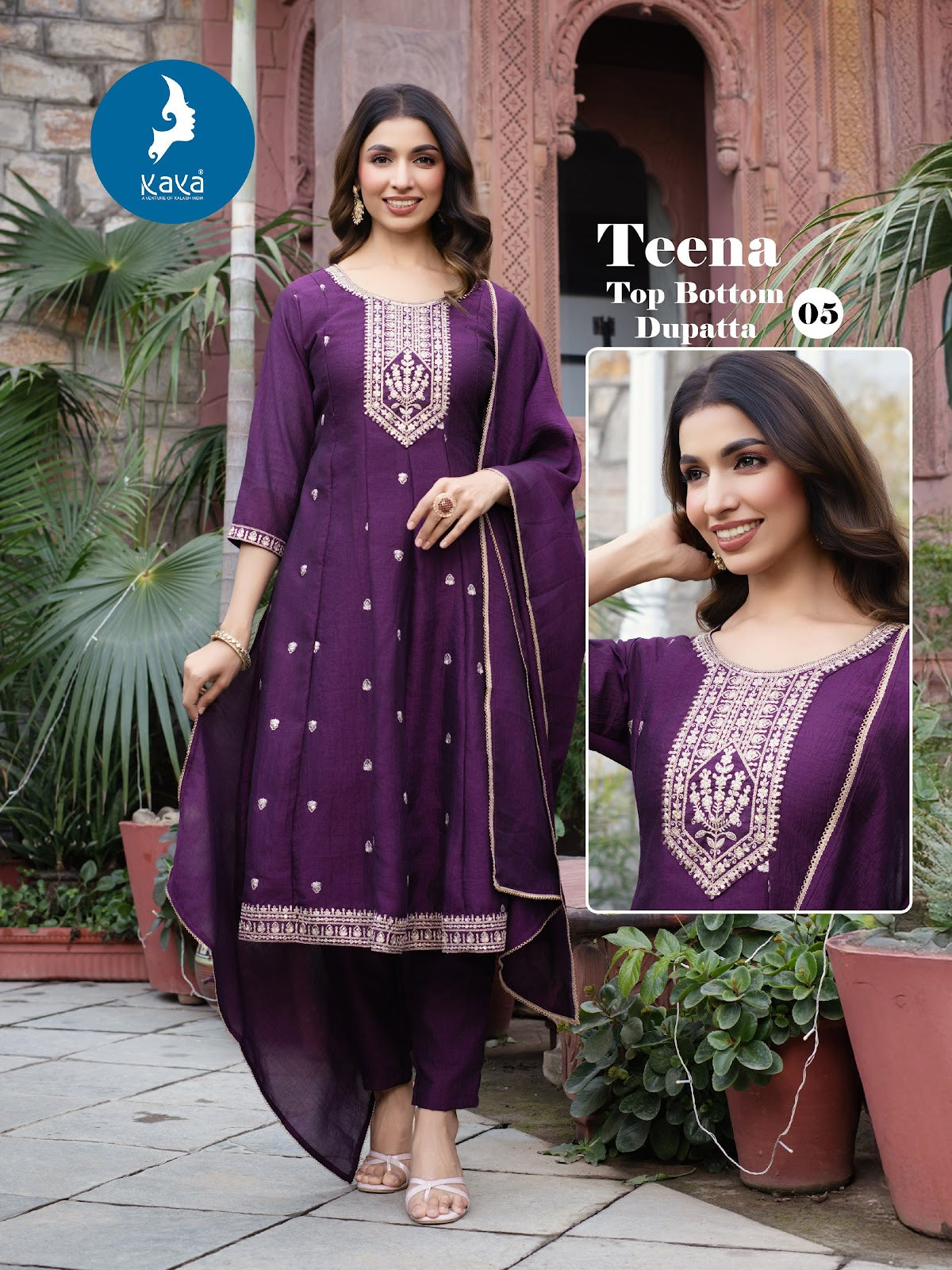 Teena Kaya Trends Vichitra Silk Readymade Anarkali Suits Wholesale Price