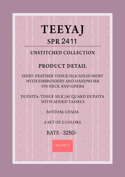 Teeyaj Naariti Tissue Silk Pant Style Suits Manufacturer