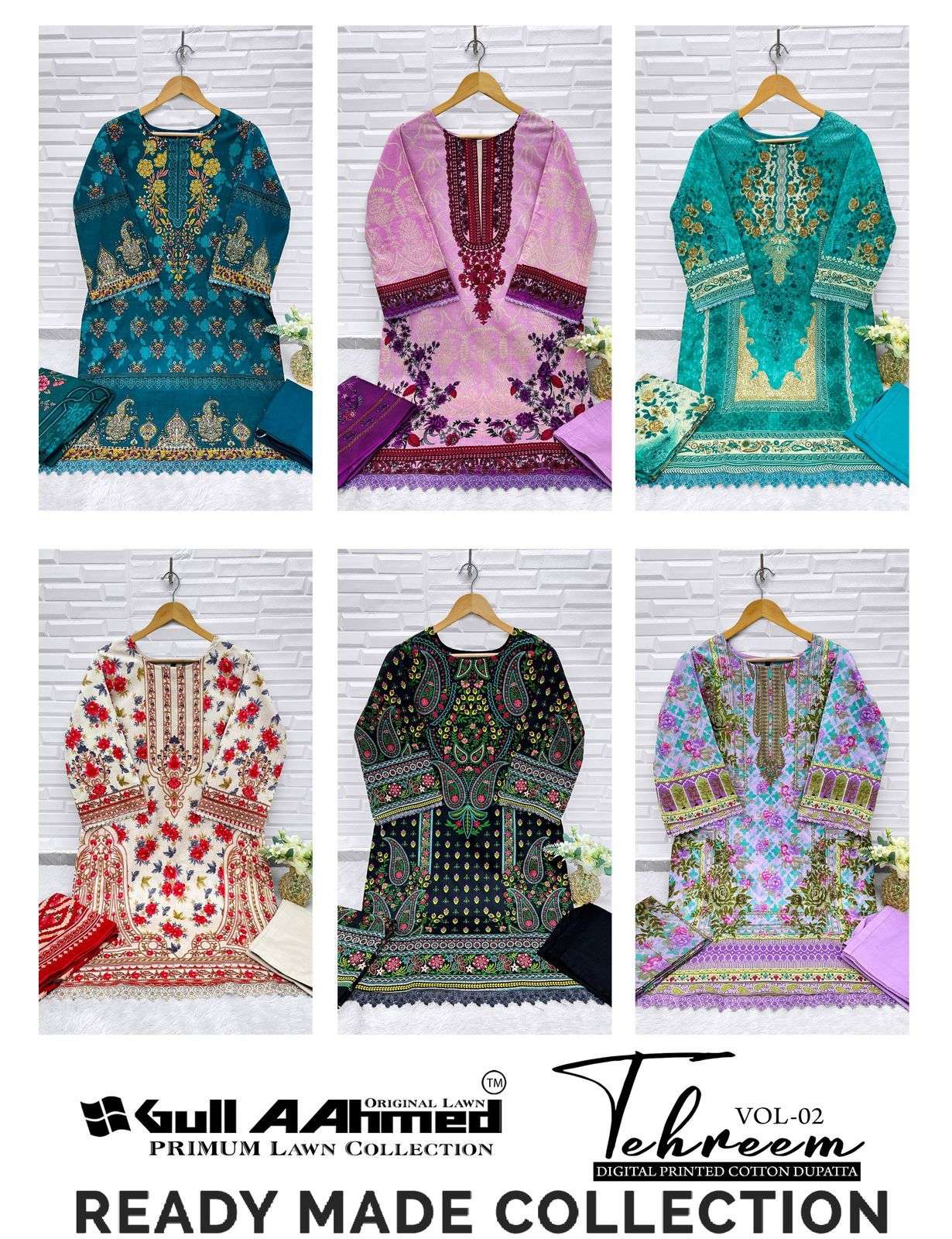 Tehreem Vol 2 Gul Ahmed Lawn Karachi Readymade Suits Wholesale Price