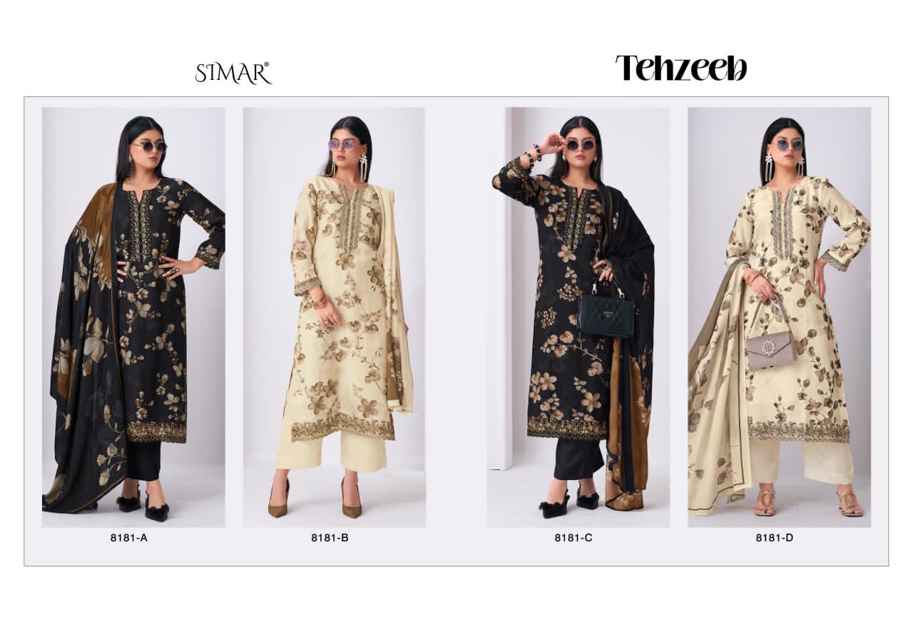 Tehzeeb Simar Viscose Muslin Pant Style Suits Wholesale Price