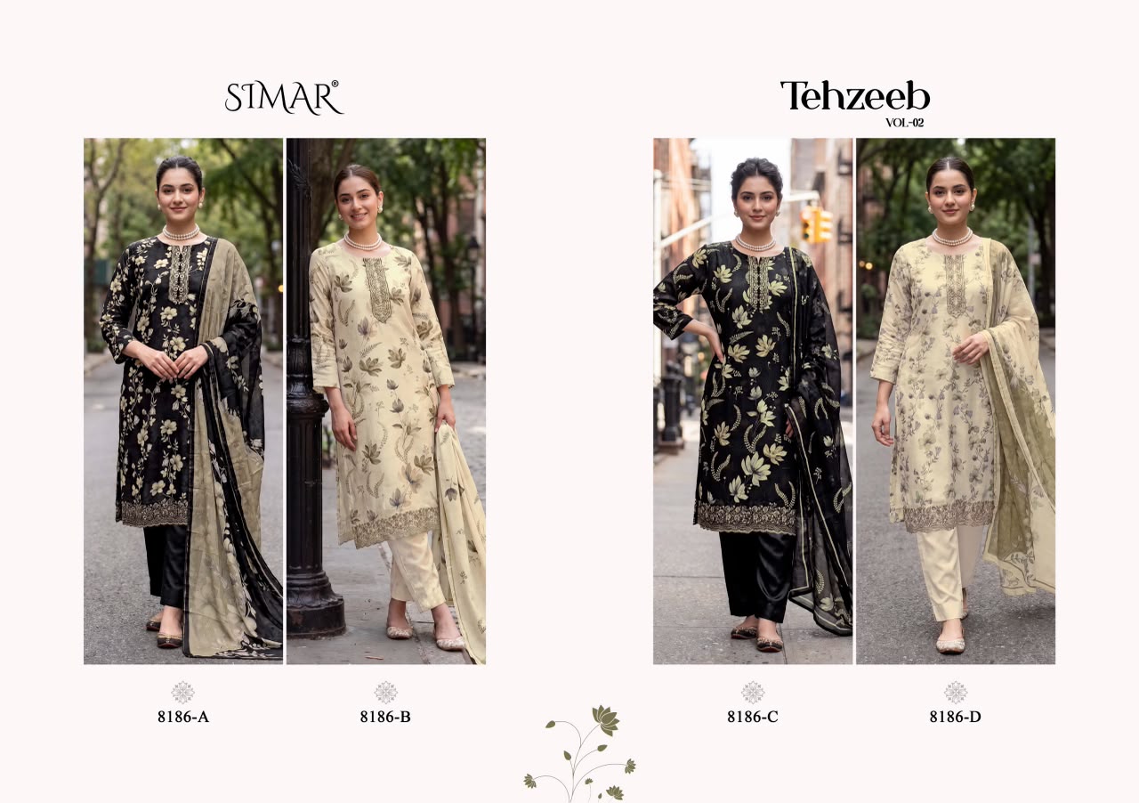 Tehzeeb Vol 2 Simar Viscose Muslin Pant Style Suits Manufacturer Gujarat