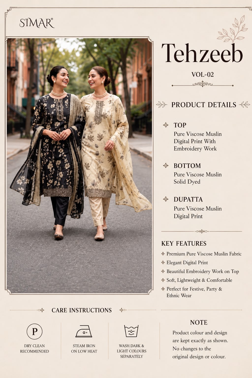 Tehzeeb Vol 2 Simar Viscose Muslin Pant Style Suits Manufacturer Gujarat