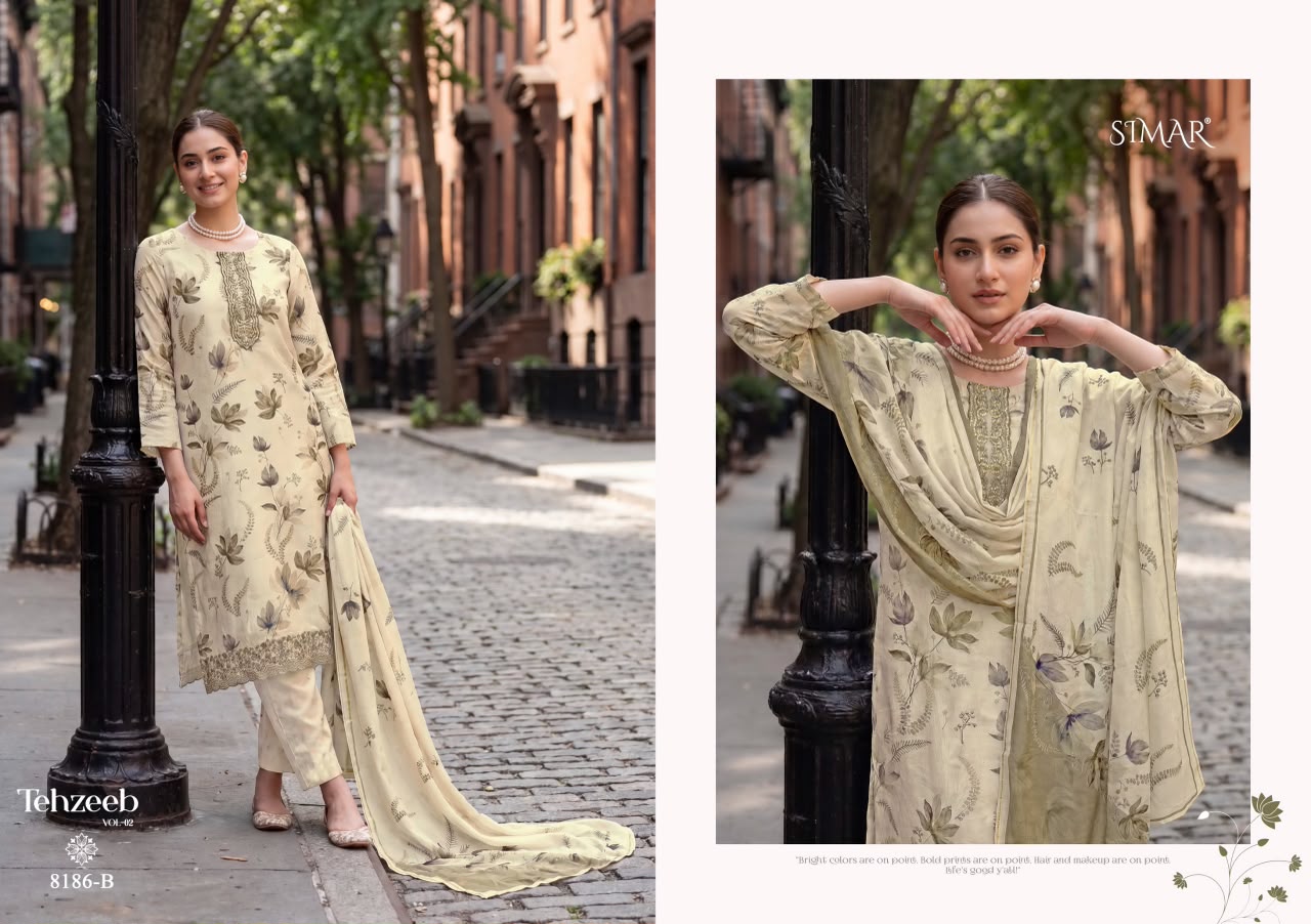 Tehzeeb Vol 2 Simar Viscose Muslin Pant Style Suits Manufacturer Gujarat