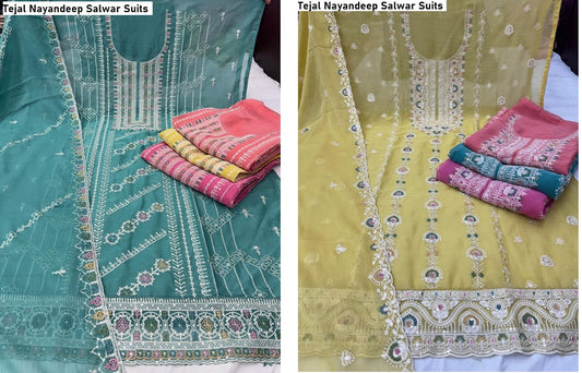 Tejal Nayandeep Organza Salwar Suits Wholesale Rate