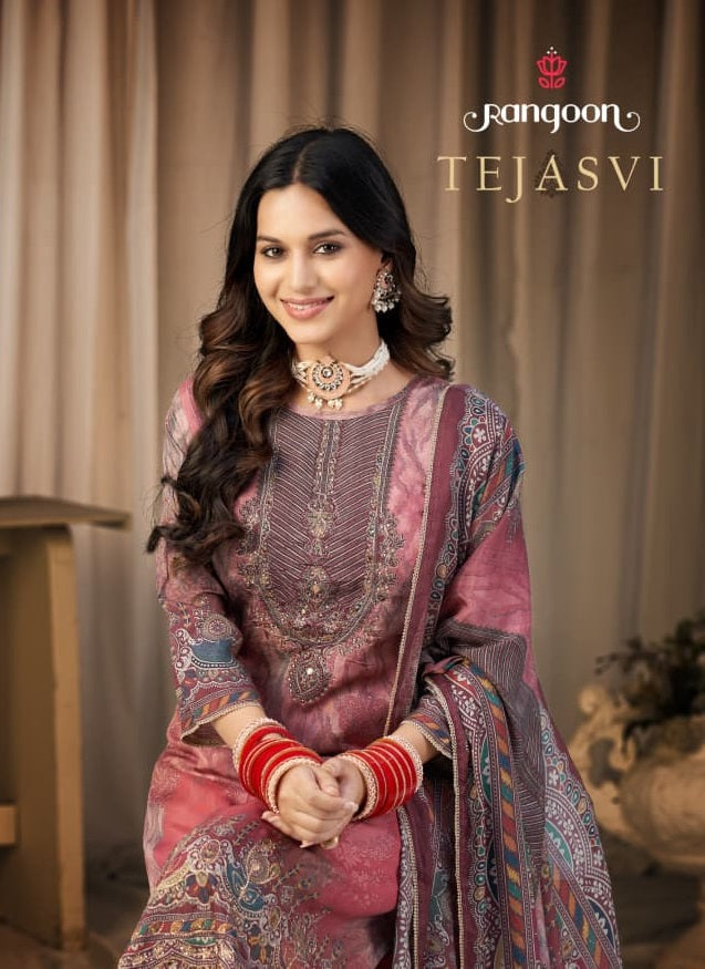 Tejasvi Rangoon Muslin Readymade Pant Style Suits Manufacturer Ahmedabad