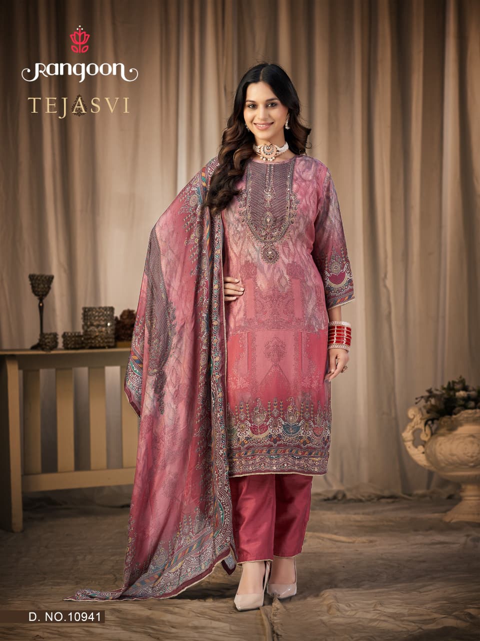 Tejasvi Rangoon Muslin Readymade Pant Style Suits Manufacturer Ahmedabad