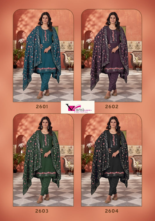Tejaswini 2601-2604 Varni Fabrics Georgette Readymade Suits Manufacturer