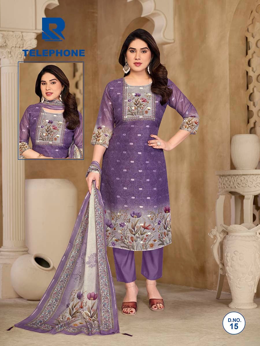 Telephone Raashi Kota Checks Readymade Pant Style Suits Exporter Ahmedabad