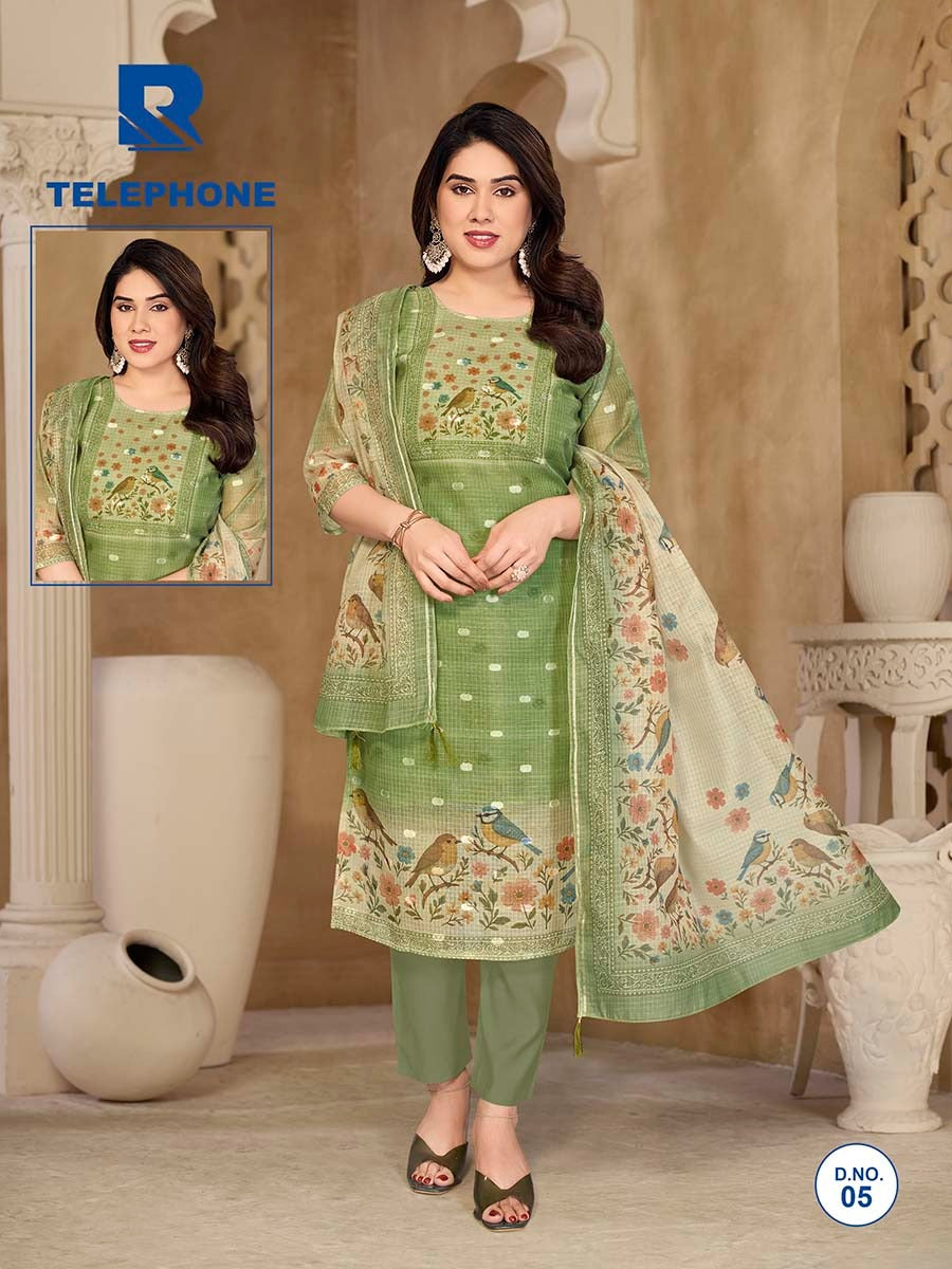 Telephone Raashi Kota Checks Readymade Pant Style Suits Exporter Ahmedabad