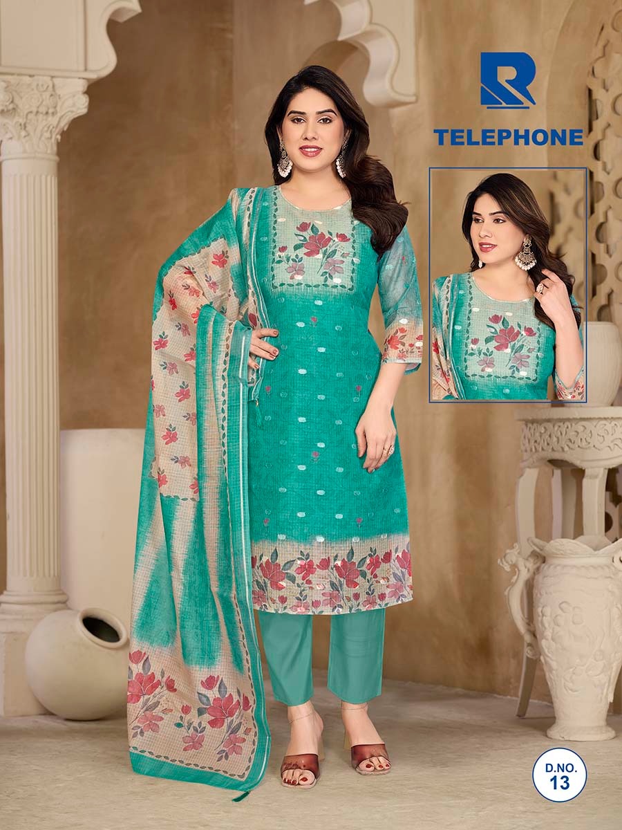 Telephone Raashi Kota Checks Readymade Pant Style Suits Exporter Ahmedabad