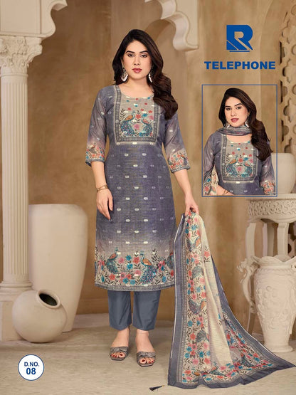 Telephone Raashi Kota Checks Readymade Pant Style Suits Exporter Ahmedabad