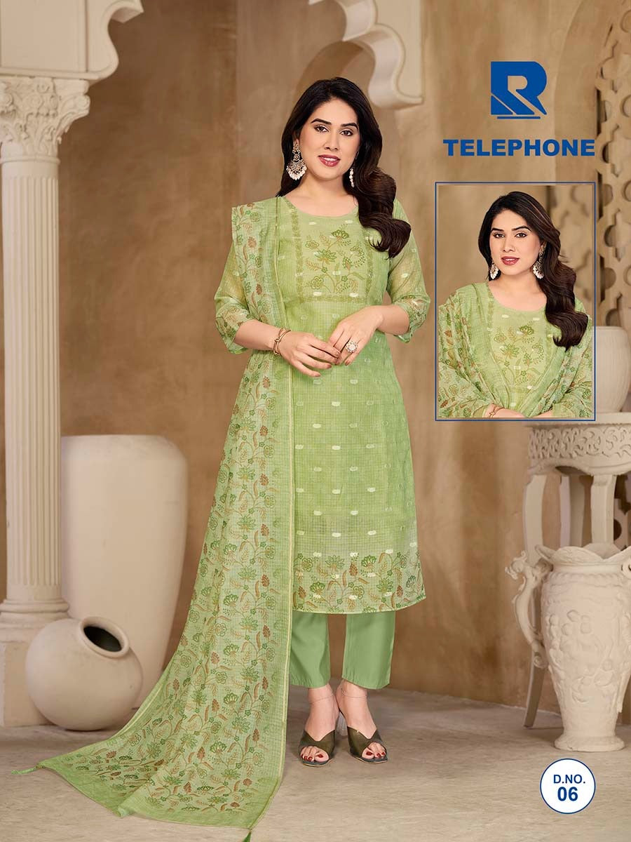 Telephone Raashi Kota Checks Readymade Pant Style Suits Exporter Ahmedabad