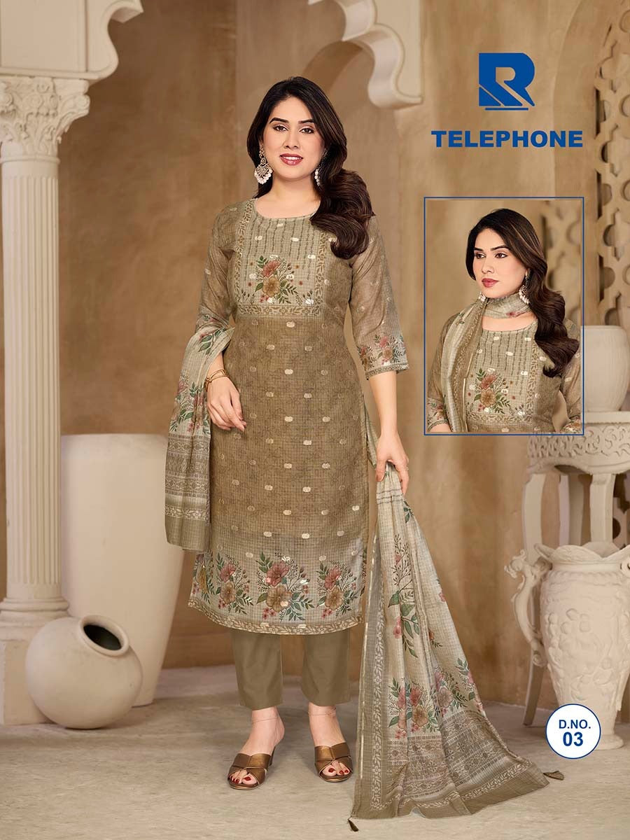Telephone Raashi Kota Checks Readymade Pant Style Suits Exporter Ahmedabad