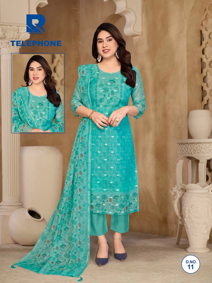 Telephone Raashi Kota Checks Readymade Pant Style Suits Exporter Ahmedabad