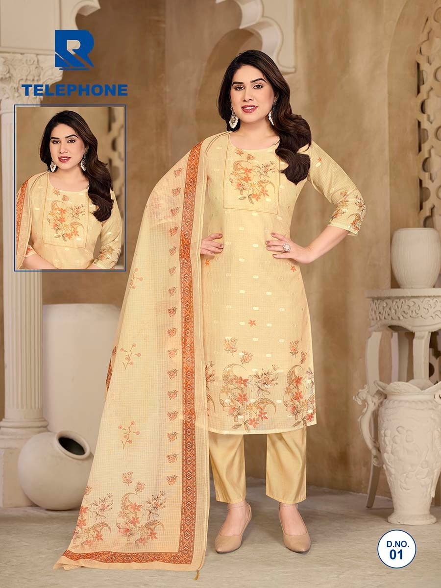 Telephone Raashi Kota Checks Readymade Pant Style Suits Exporter Ahmedabad