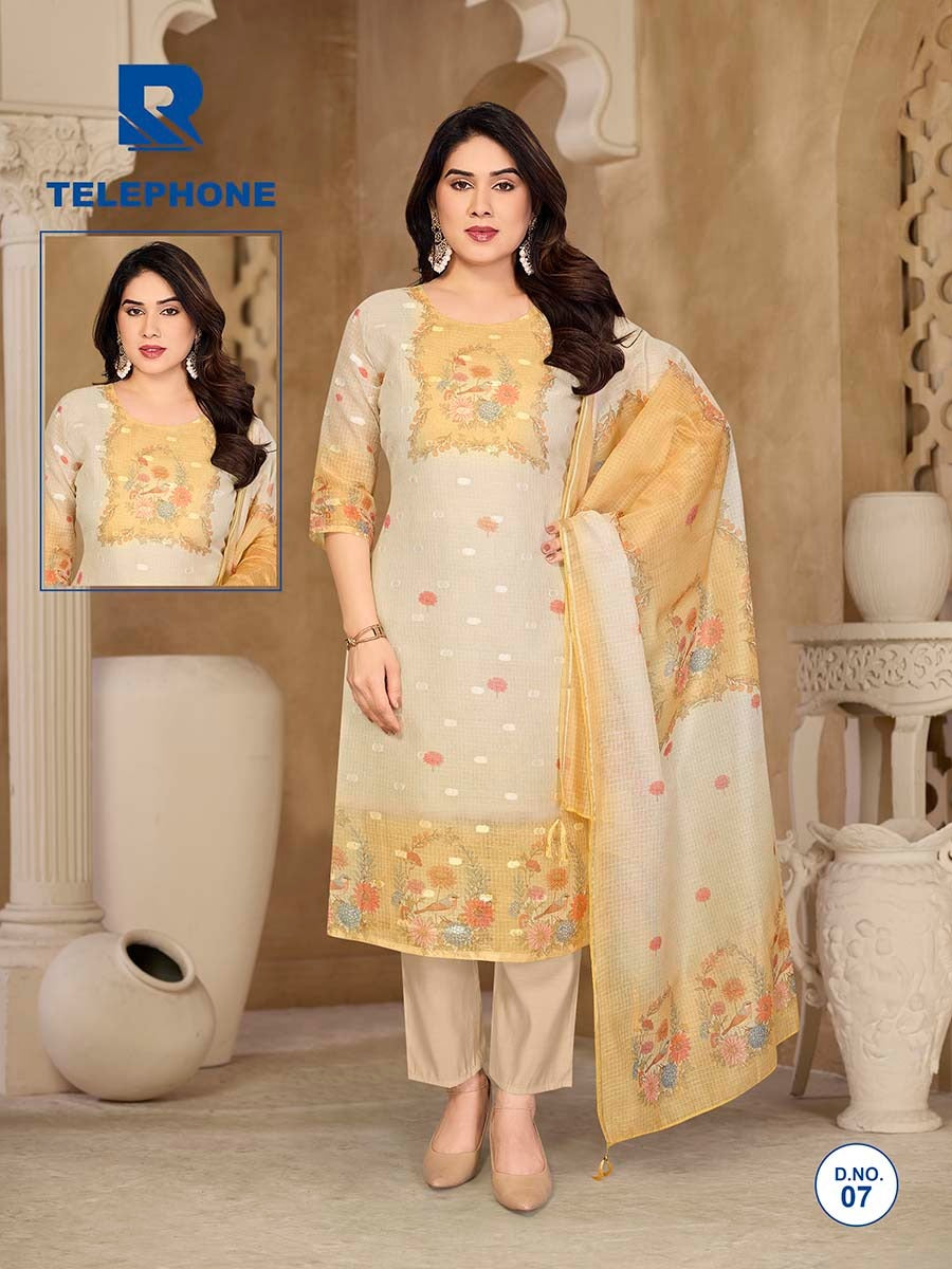 Telephone Raashi Kota Checks Readymade Pant Style Suits Exporter Ahmedabad