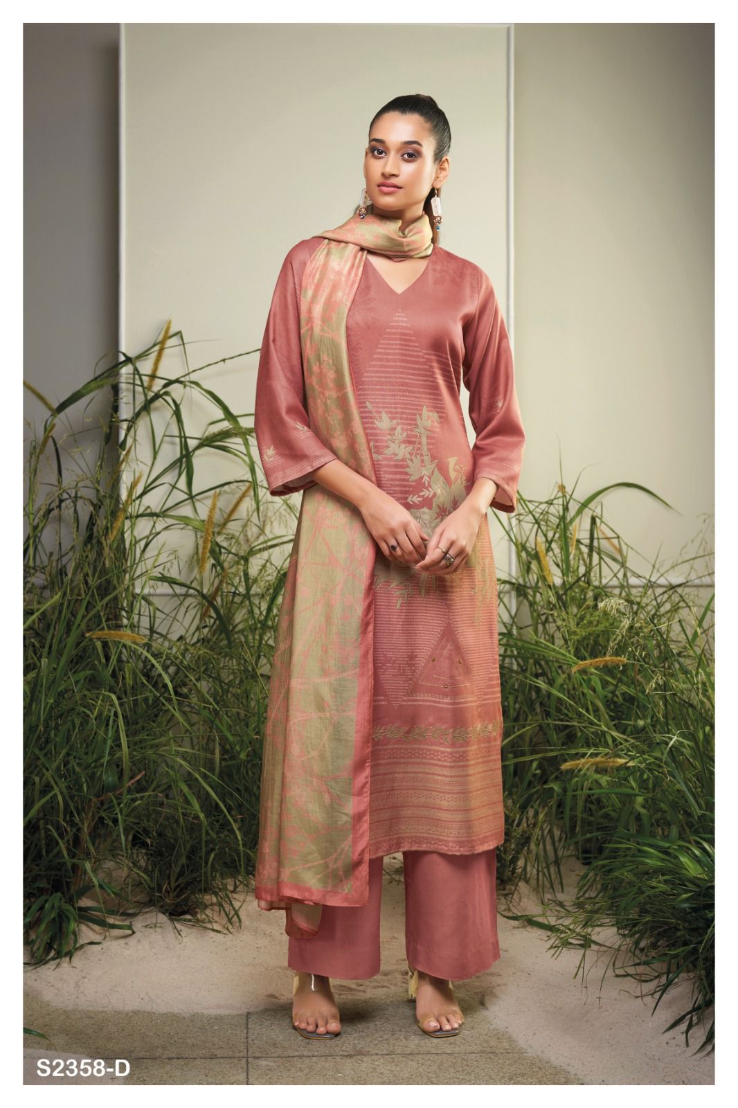 Telineah 2358 Ganga Bemberg Silk Plazzo Style Suits Supplier