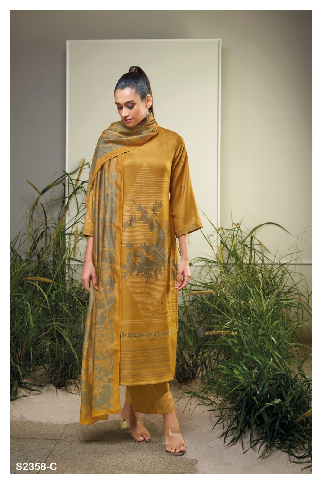 Telineah 2358 Ganga Bemberg Silk Plazzo Style Suits Supplier