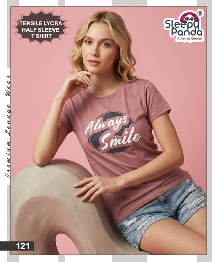 Tencil 121 Sleepy Panda Lycra Women Tshirt Supplier Gujarat