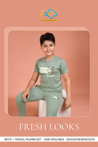 Tencil 3110 F&O Lycra Boys Night Suits Wholesaler