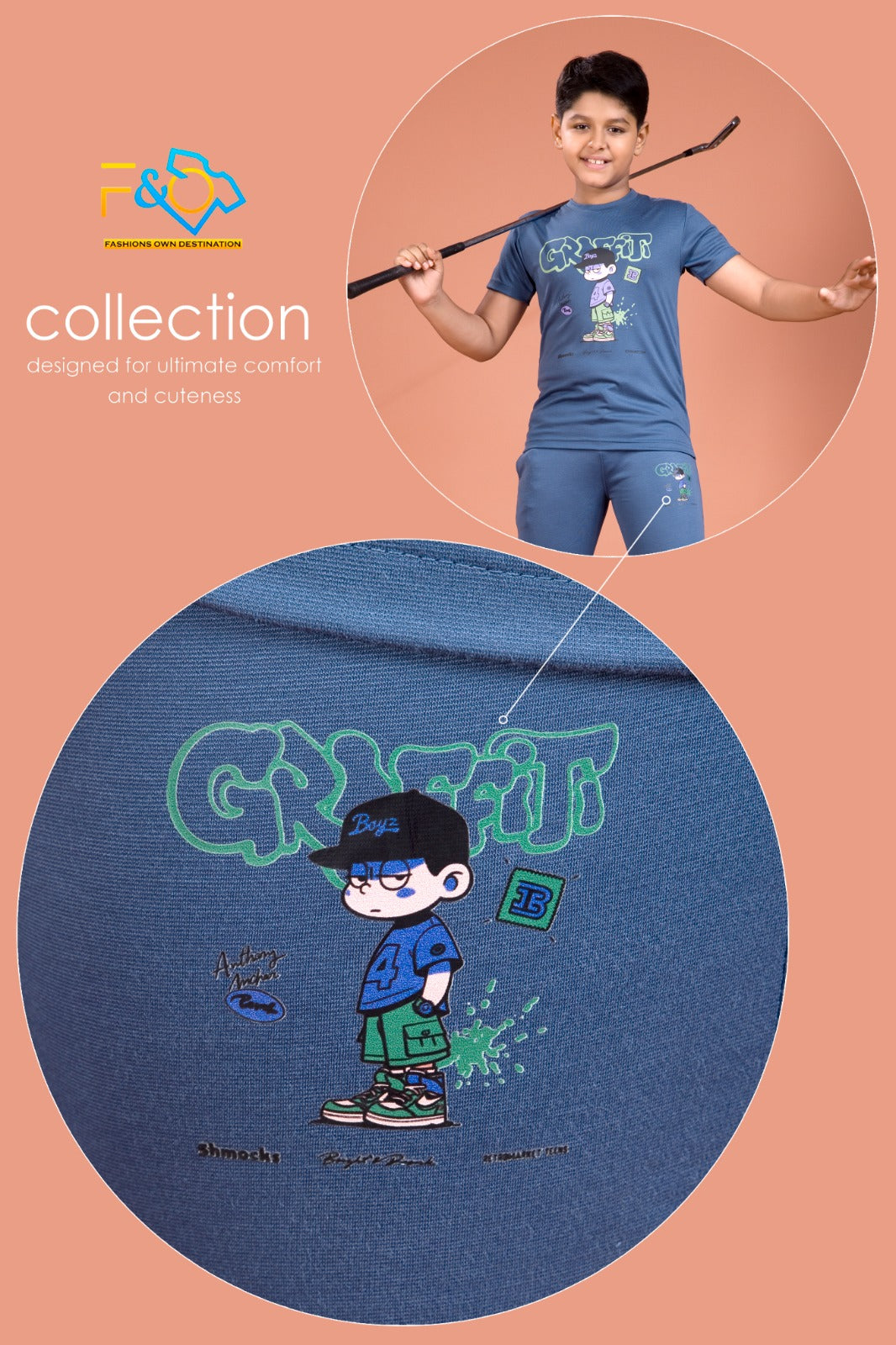 Tencil 3110 F&O Lycra Boys Night Suits Wholesaler