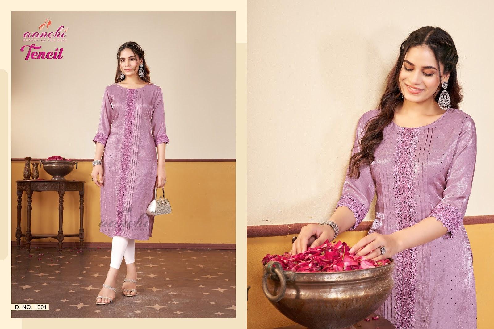 Tencil Aanchi Long Straight Kurti Wholesale Price