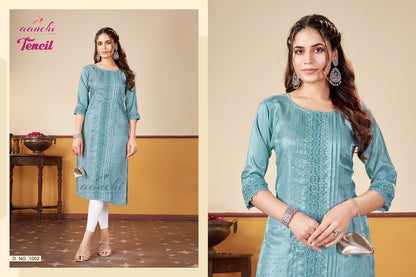 Tencil Aanchi Long Straight Kurti Wholesale Price