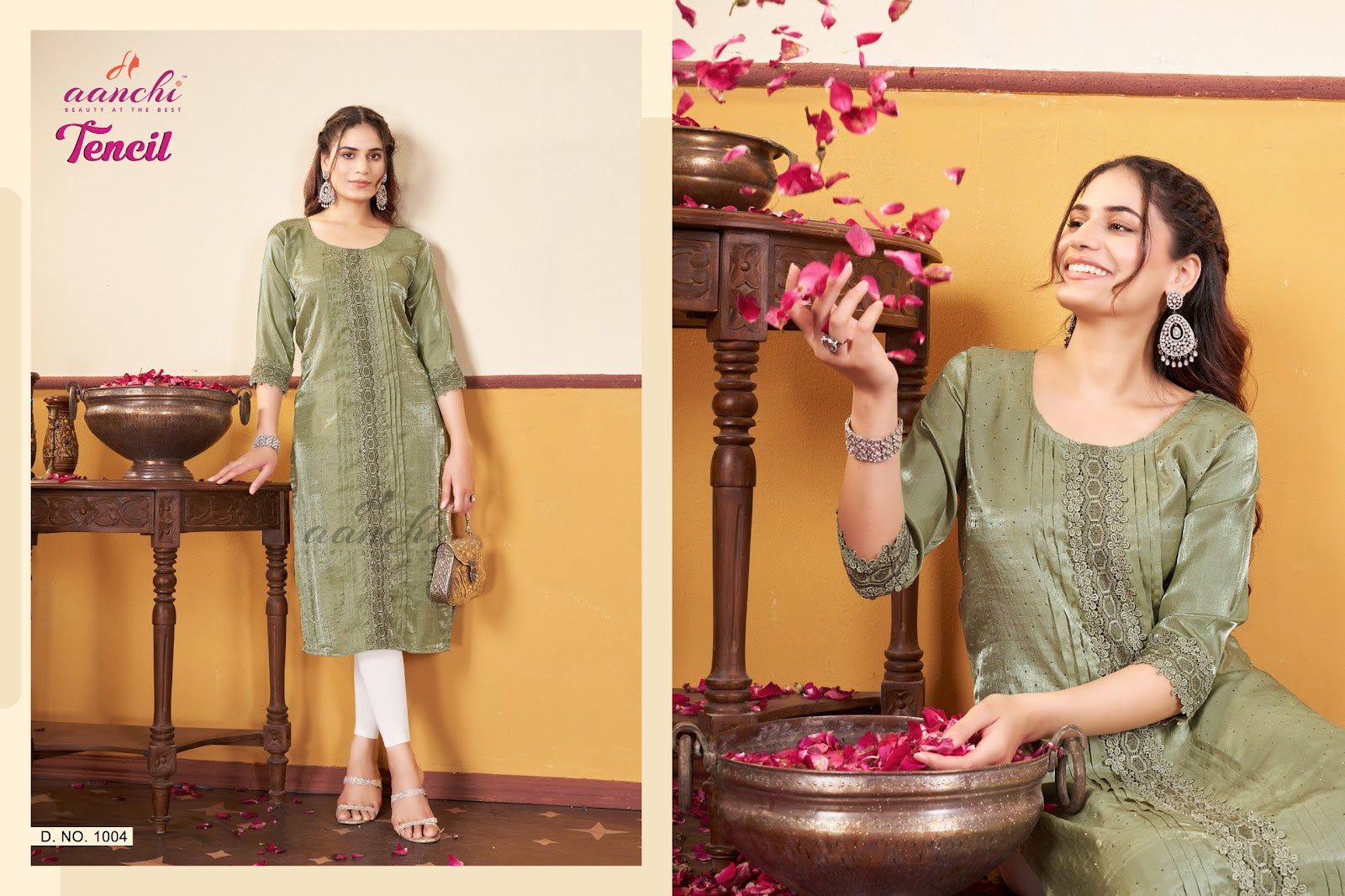 Tencil Aanchi Long Straight Kurti Wholesale Price