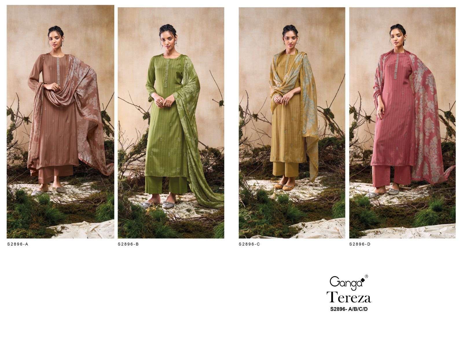 Tereza 2896 Ganga Premium Viscose Plazzo Style Suits Supplier India