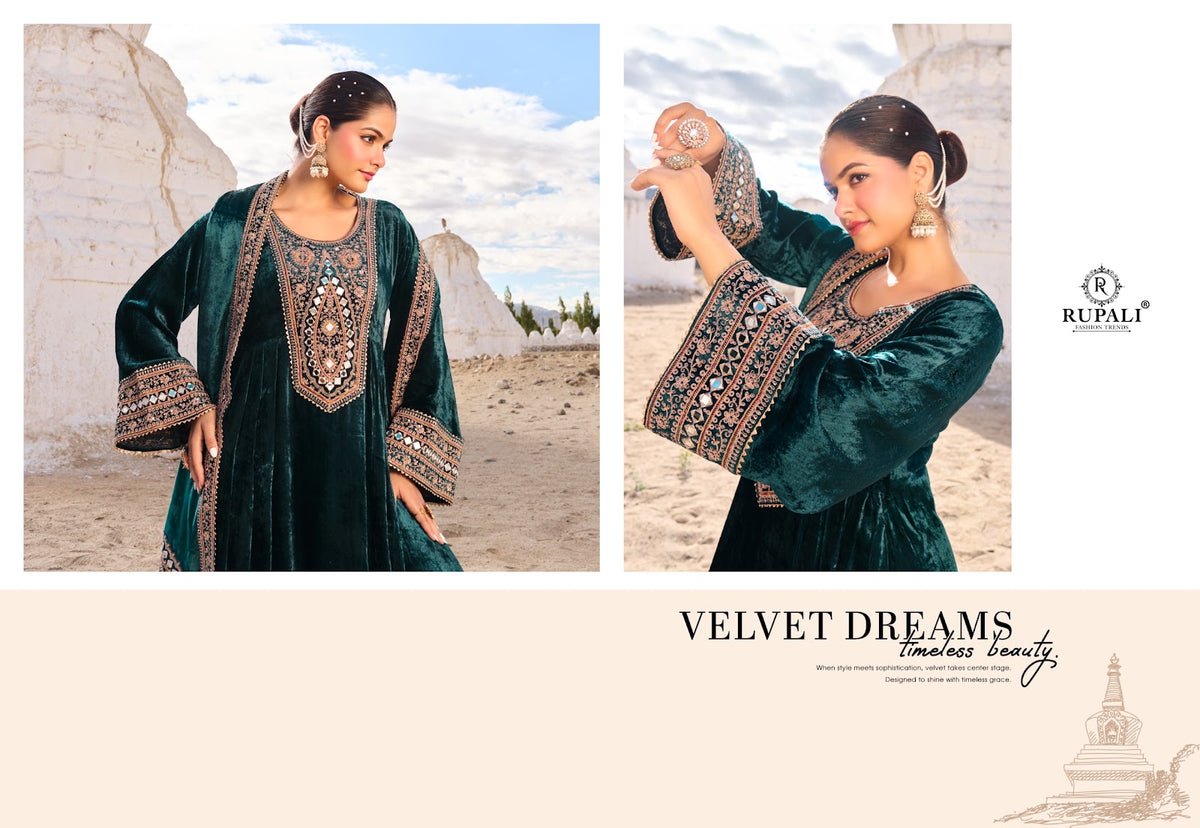 Teri Mohabbat Rupali Viscose Velvet Suits Wholesaler