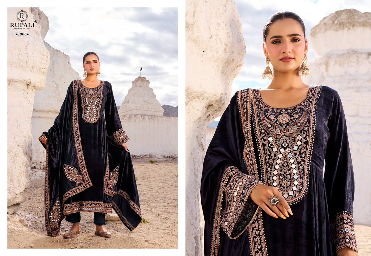 Teri Mohabbat Rupali Viscose Velvet Suits Wholesaler