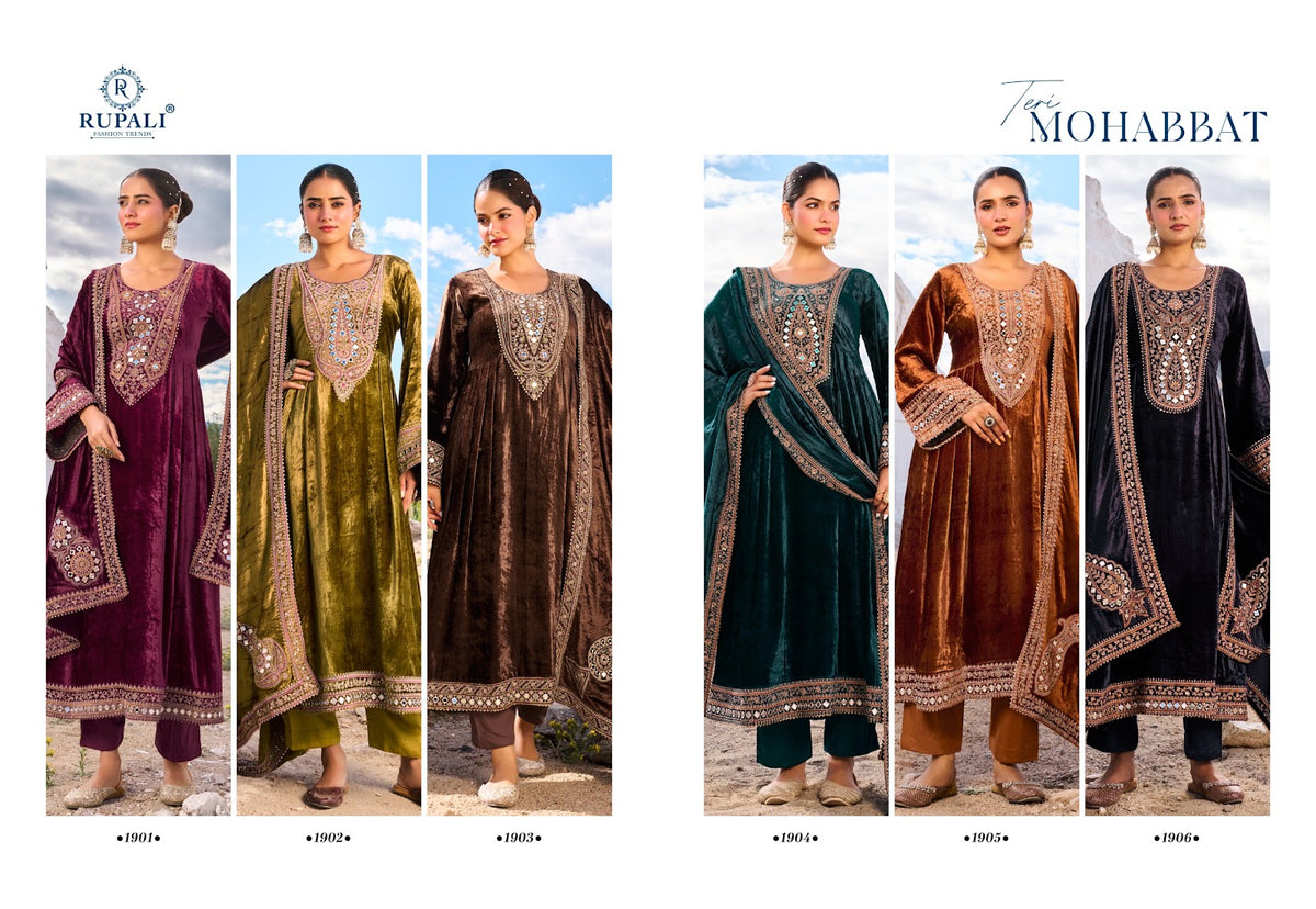 Teri Mohabbat Rupali Viscose Velvet Suits Wholesaler