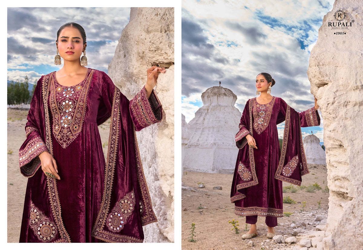 Teri Mohabbat Rupali Viscose Velvet Suits Wholesaler