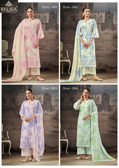 Terina Vol 3 Relssa Fabrics Cotton Lawn Pant Style Suits Wholesale Price