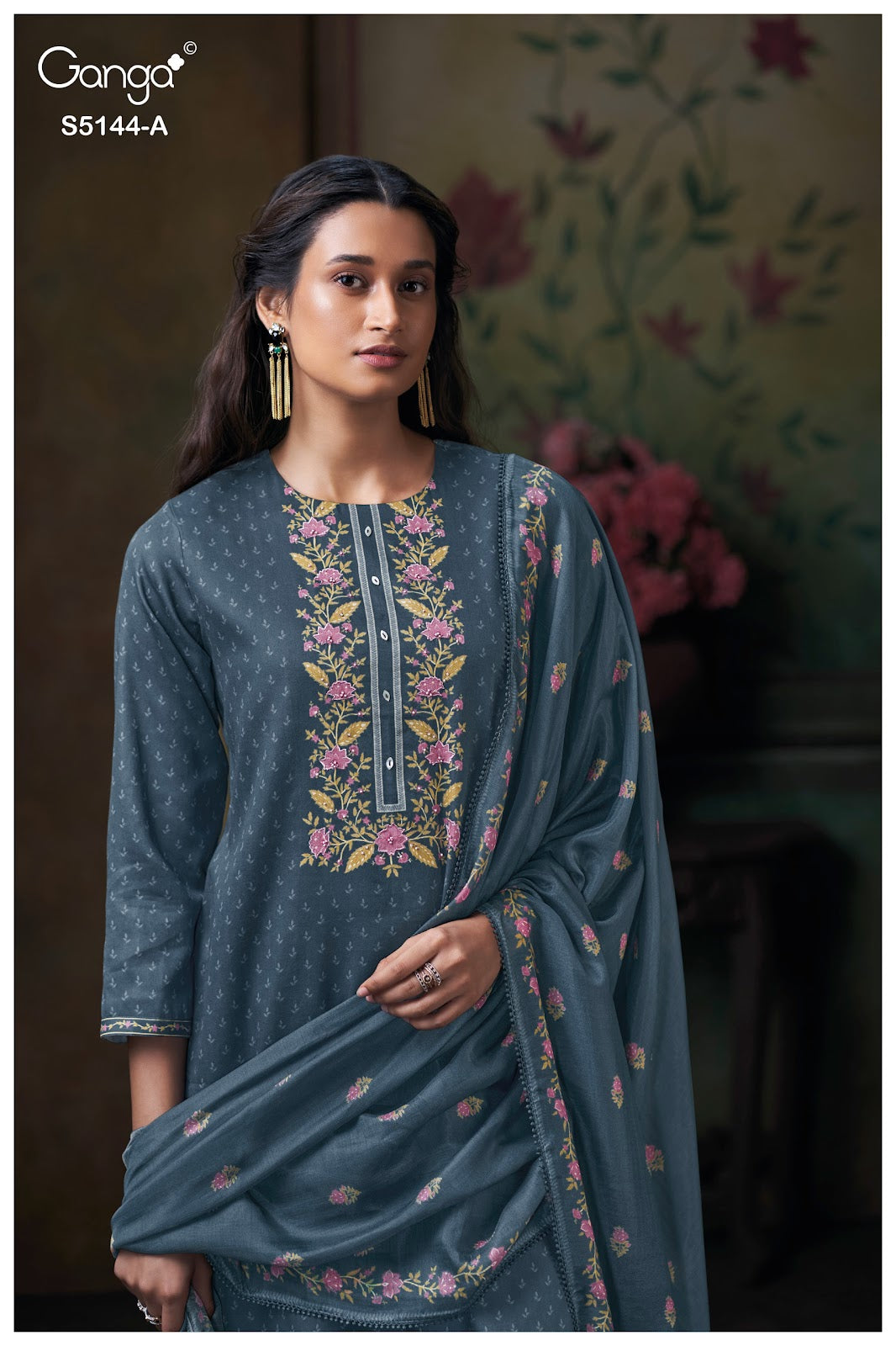 Terrie S5144 Ganga Cotton Satin Plazzo Style Suits Manufacturer Gujarat