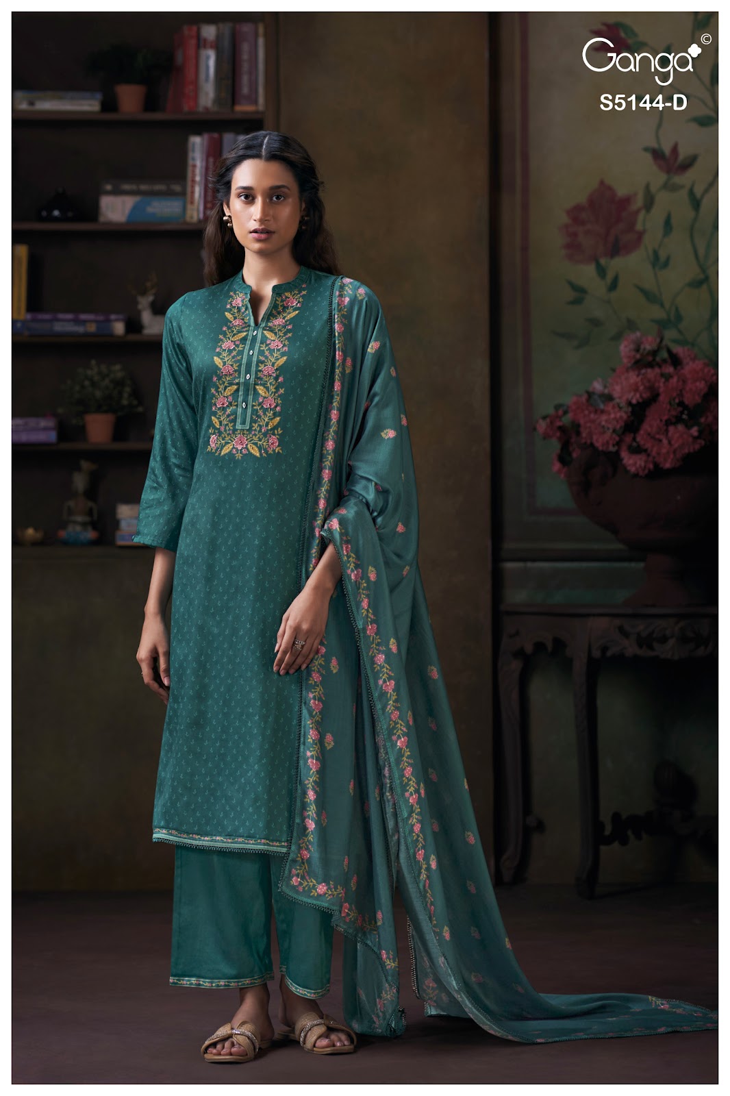 Terrie S5144 Ganga Cotton Satin Plazzo Style Suits Manufacturer Gujarat