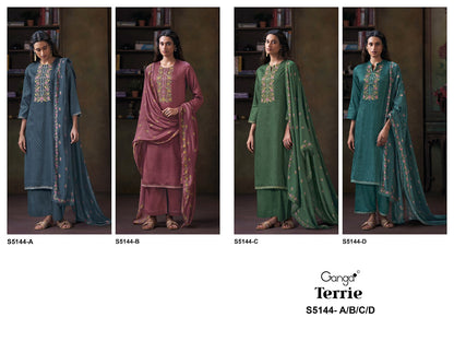 Terrie S5144 Ganga Cotton Satin Plazzo Style Suits Manufacturer Gujarat