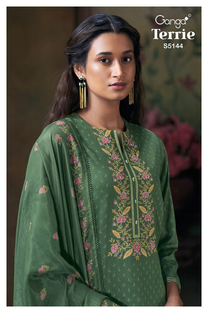Terrie S5144 Ganga Cotton Satin Plazzo Style Suits Manufacturer Gujarat