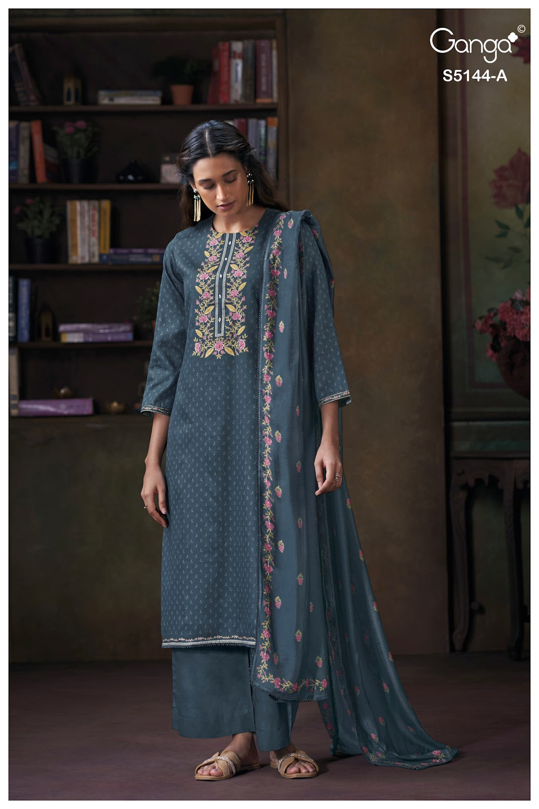 Terrie S5144 Ganga Cotton Satin Plazzo Style Suits Manufacturer Gujarat