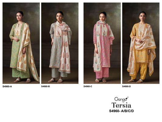 Tersia S4960 Ganga Cotton Plazzo Style Suits Manufacturer